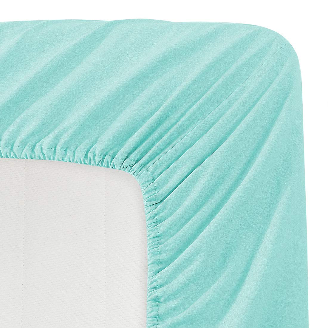 Basic Choice Solid Color Microfiber Deep Pocket Fitted Sheet, Standard 100 by Oeko-Tex, California King, Aqua Sky