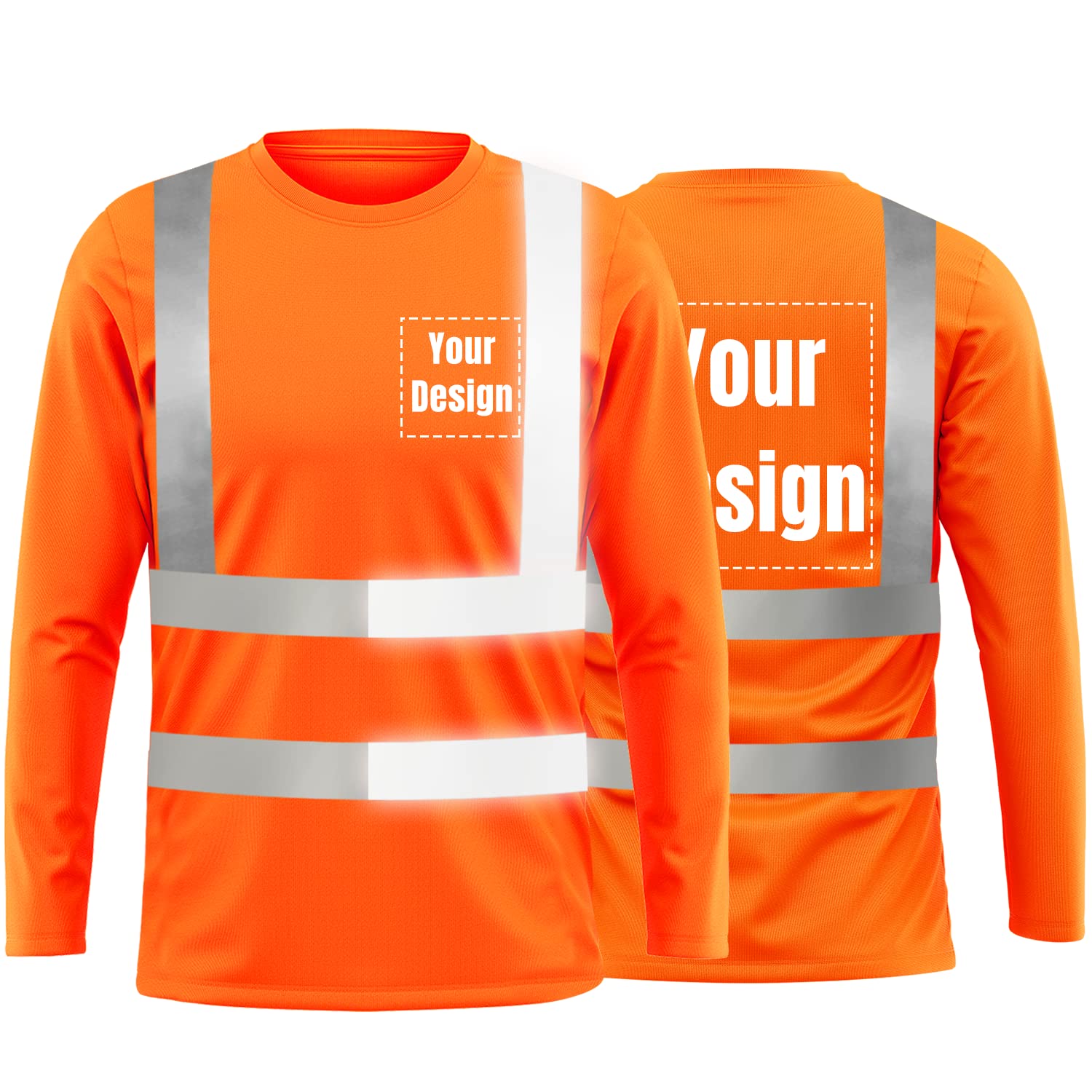 High Visibility Reflective Safety T-Shirts Custom Logo Hi Vis Long Sleeve Shirt