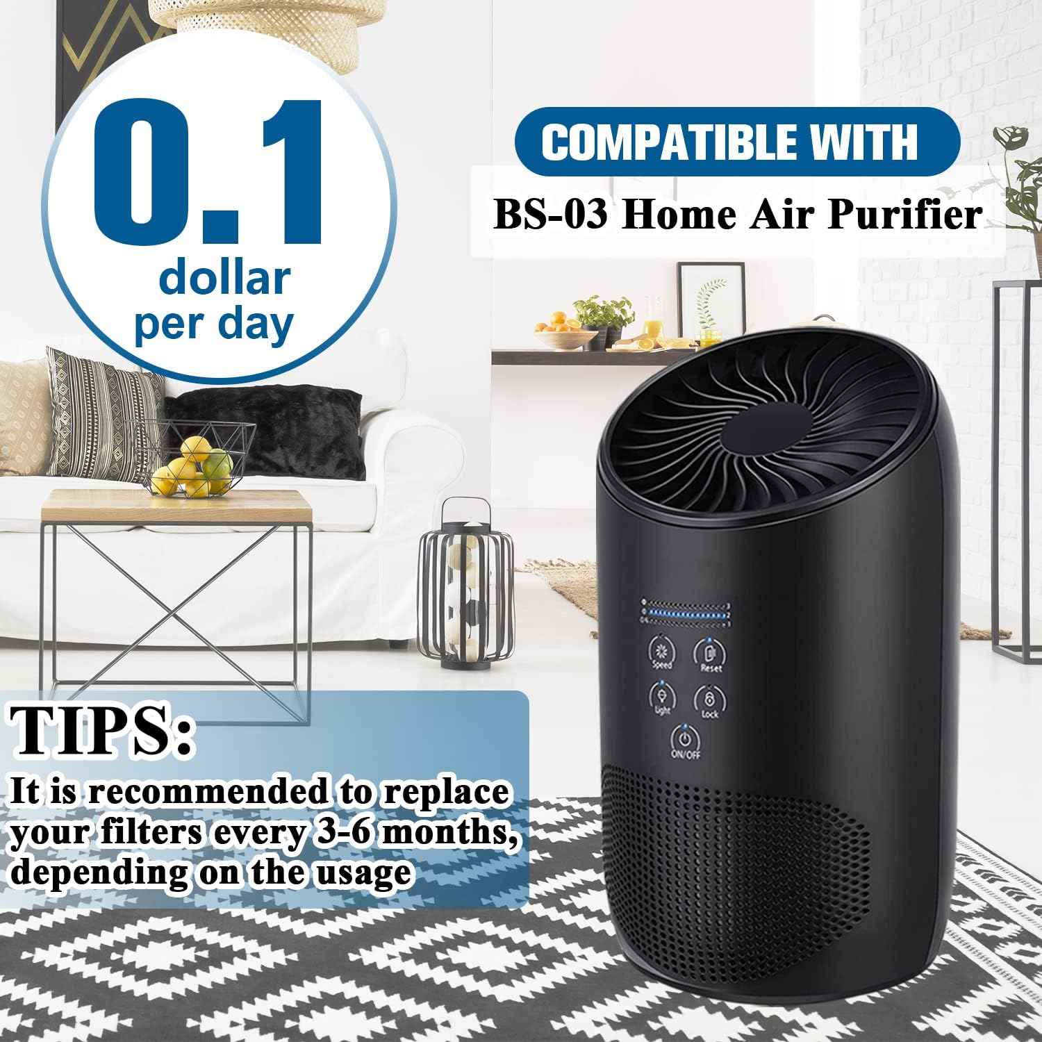 Improvedhand BS-03 filter shown next to a compatible PARTU air purifier.