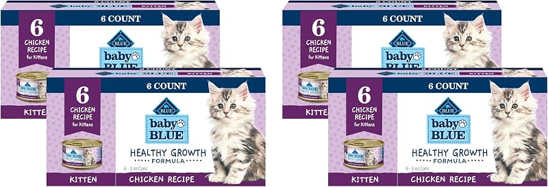 Ração úmida para gatos filhotes Blue Buffalo Baby Blue, patê de frango com DHA, pacote com 24 latas de 85 g