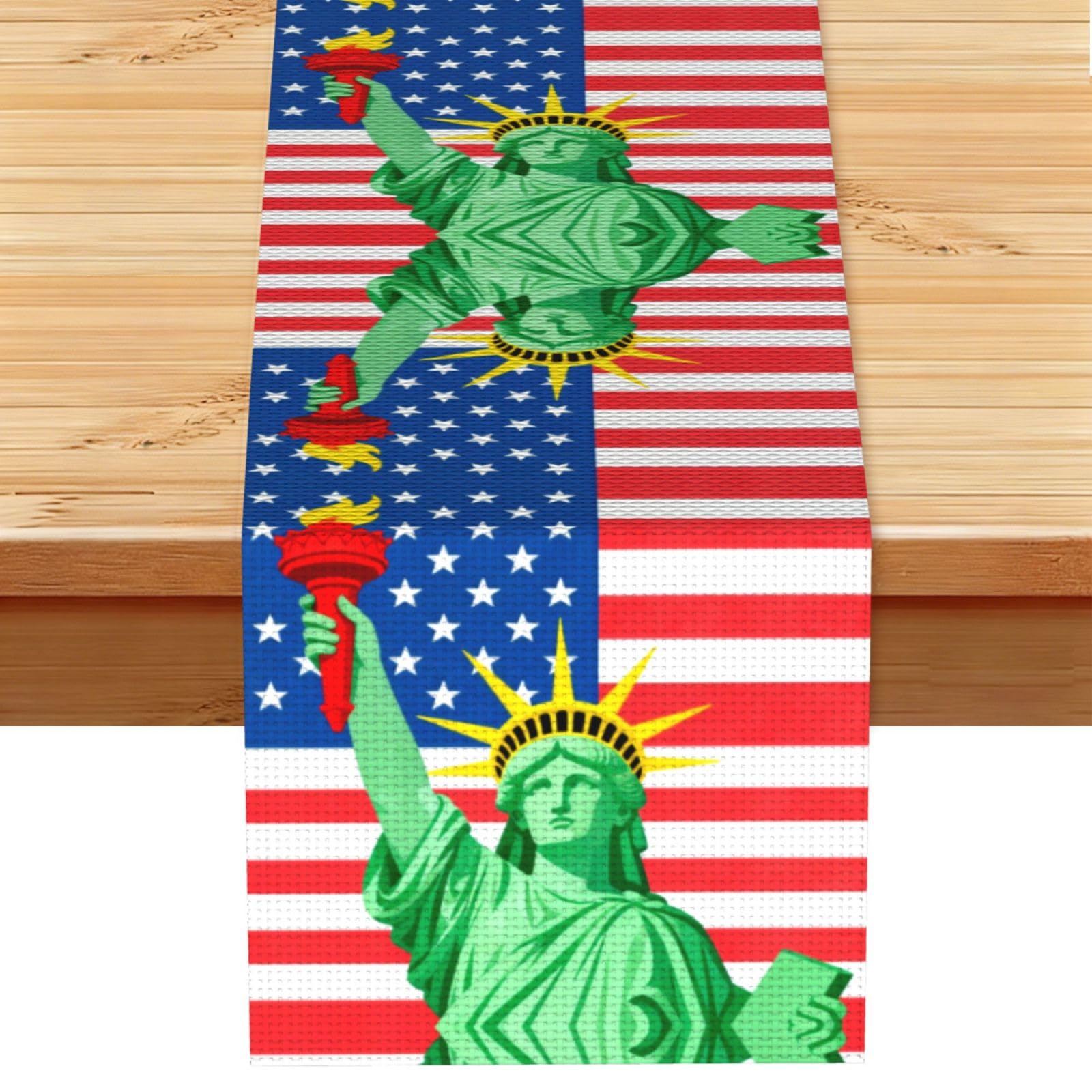 Statue Linen Look Table Runner 13x72-Wrinkle Resistant Farmhouse Style for Dining Table Decor
