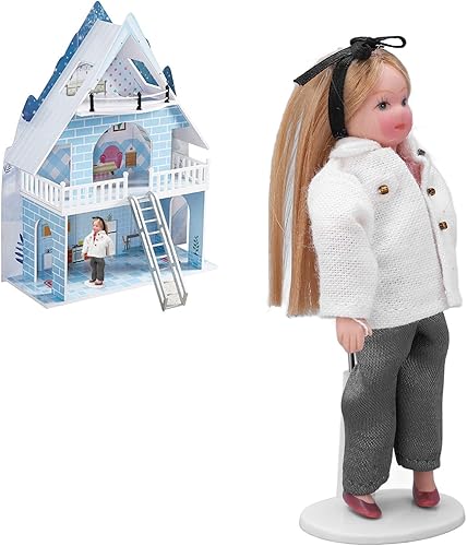 Miniatura 9 de Alomejor Personas de porcelana en miniatura con extremidades movibles realista Mini muñeca de niña de cerámica para casa de muñecas escala 112