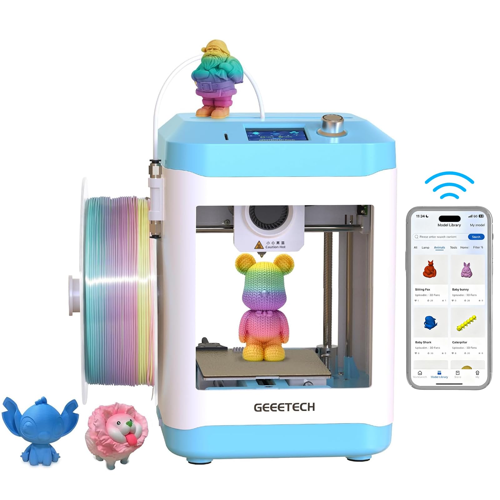 Impresora 3D GIANTARM GEEETECH M1S con Wi-Fi, Control Inteligente y Pantalla a Color. Miniimpresora 3D para Principiantes, extrusor de accionamiento Directo y Velocidad de impresión 250 mm/s más.