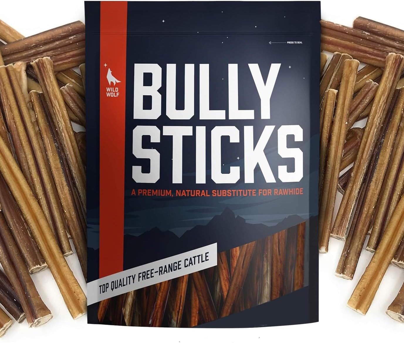 Wild Wolf 12-inch CollaBully Sticks (12 Pack) Part Bully Stick and Part Collagen Stick - Double The Flavor and Nutrients - 100% Natural Dog Chew Treat - Lab-Tested and Packed with Love in The USA