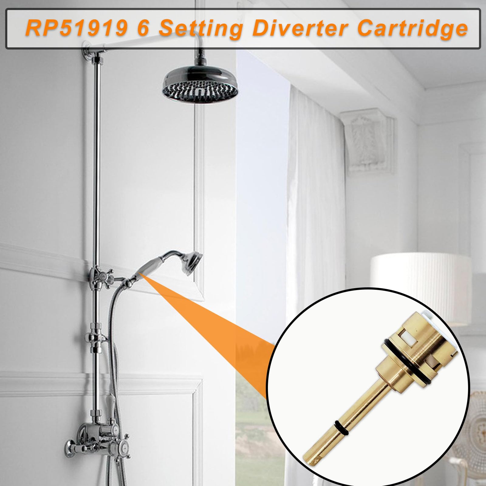 RP51919 6 Setting Diverter Cartridge Compatible with Delta Faucet Valve Body R11000, R22000, R10000- unbx, R10000- unbxhf, R10000- unws, Works for Integrated and Individual Diverter Valve