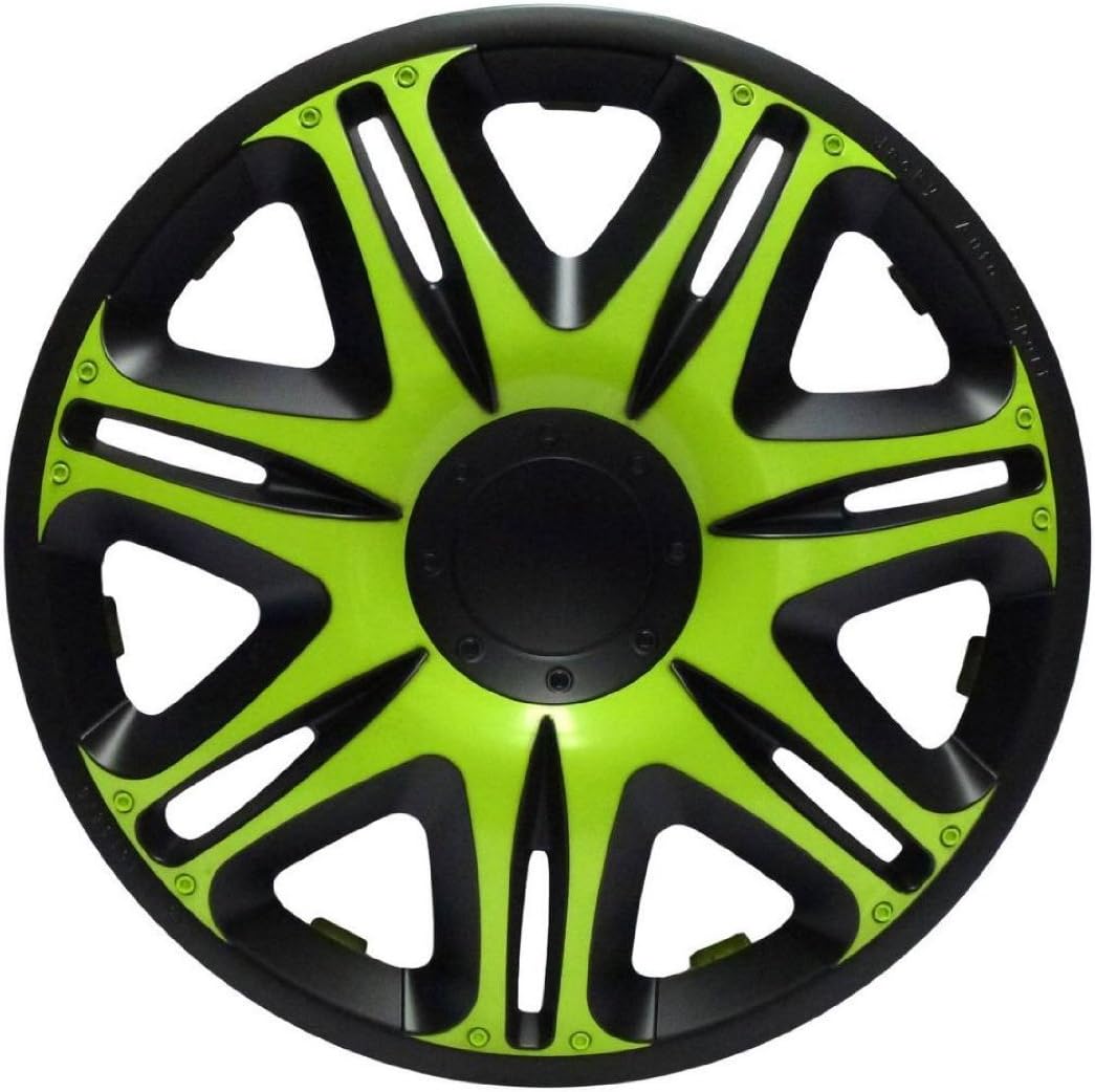 4pc Set Wheel Trims Wheel Covers Hub Caps BARRACUDA NASCAR GREEN-BLACK 13 inch
