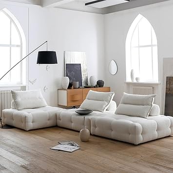 Single Sofa Couch, Modern Armless Single Square Sofa, Modular Sectional Accent Chair Sleeper Sofa Large Sectional Couch with Removable Back Cushion for Living Room 120cm