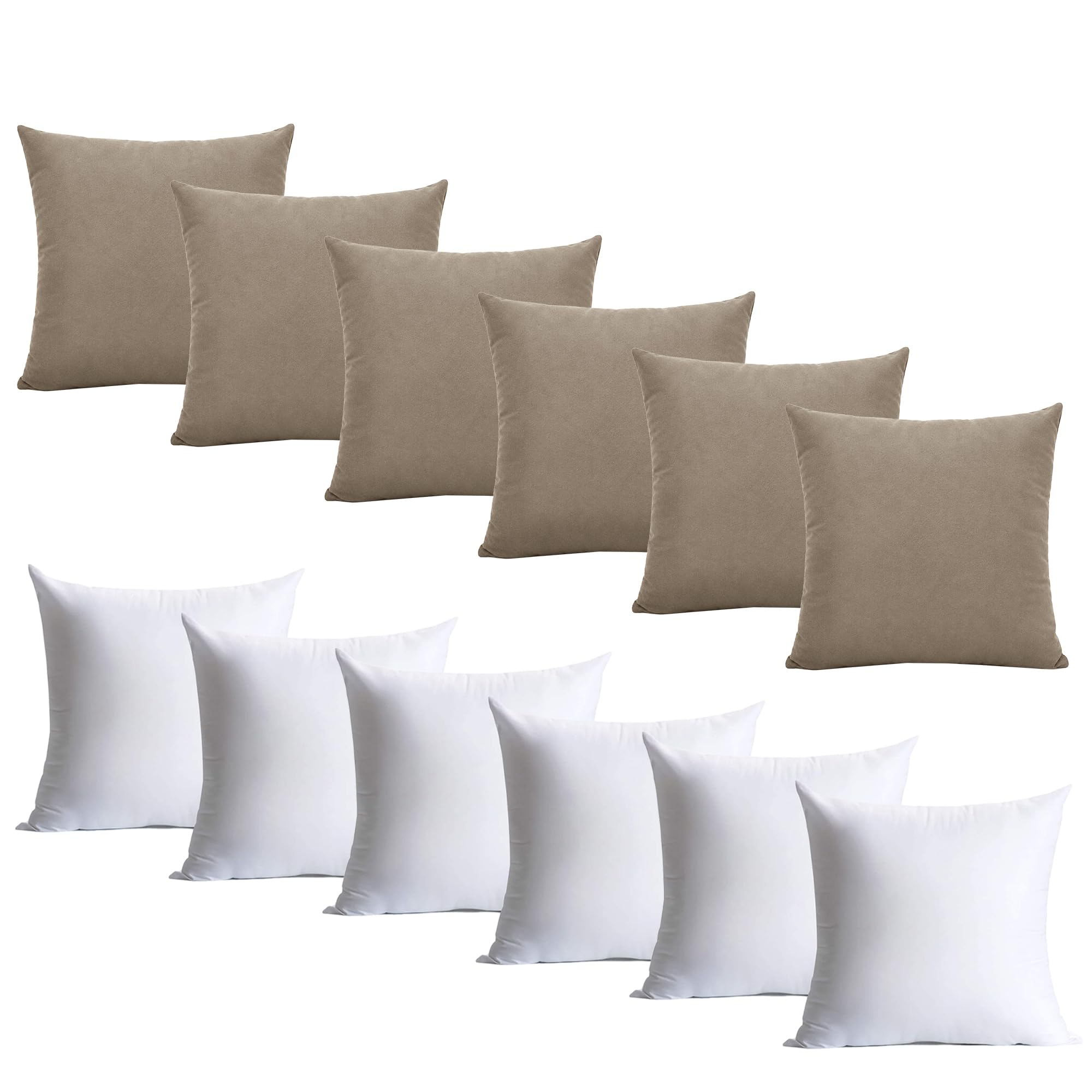 Hafaa Beige Cushions with Covers Included Pack of 6, 40 x 40 cm Soft Microfiber Cushions, Decorative Throw Pillows with Hidden Zip Closure for Sofa, Bed, Living Room & Home Décor — image 1