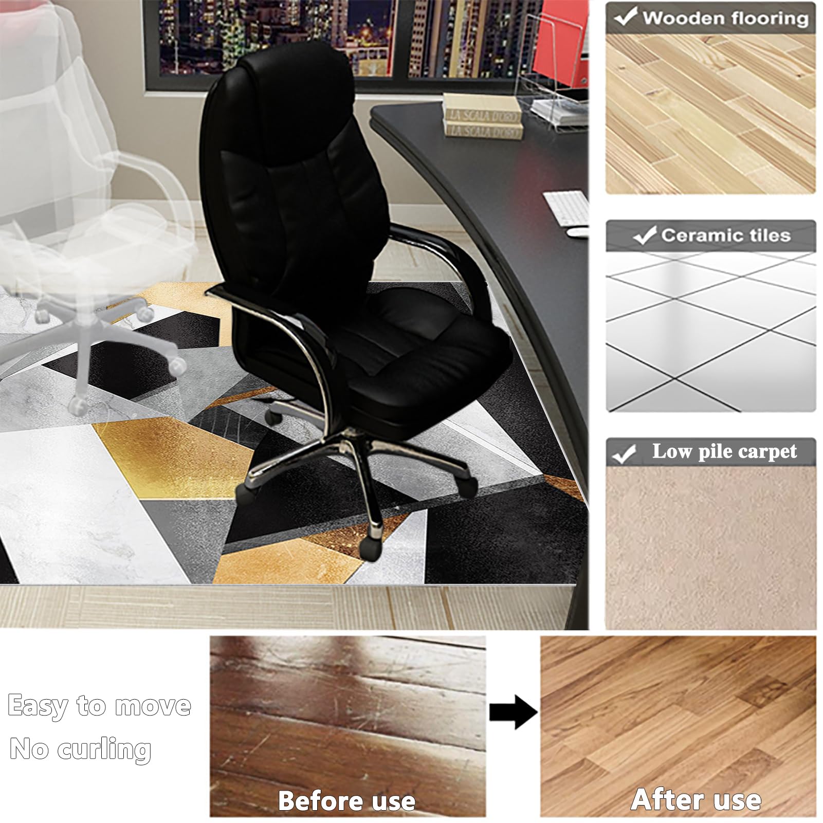 Protector Suelo Silla Ruedas Alfombra Silla Gaming Alfombra Silla Escritorio Antideslizante Alfombra Oficina para Silla con Ruedas Alfombra Protectora Suelo Silla Alfombra Gamer 120 x 150 cm