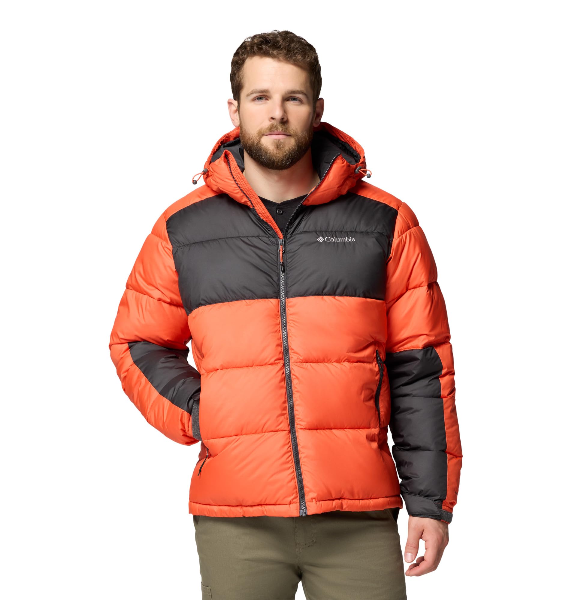 Columbia Sportswear Men's Orange Columbia - Pike Lake™ Ii Hooded Puffer Jacket - Zing, Shark Medium