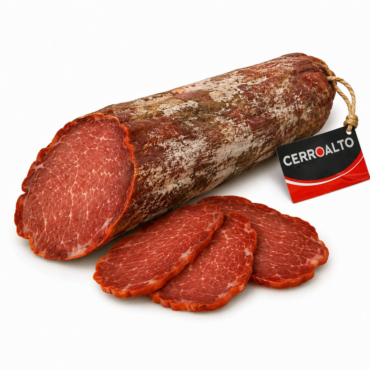 CERROALTO | Lomo Embuchado de Bellota 100% Ibérico | Caña Curada en Bodega Natural | Pieza de 500 g a 600 g | Sin Azúcares ni Conservantes | Sabor Intenso y Veteado del Auténtico Cerdo de la Montanera