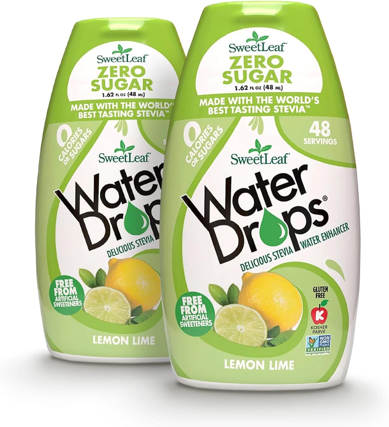 Water Drops - Lemon Lime Water Enhancer, Sugar Free Sweet Leaf Stevia Water Flavoring Drops, 1.62 Oz Ea (Pack of 2) | Stevia Water Enhancer, Sugar Free, Zero Calorie Additive, Contains Monk Fruit Extract, Gluten Free, Keto Friendly