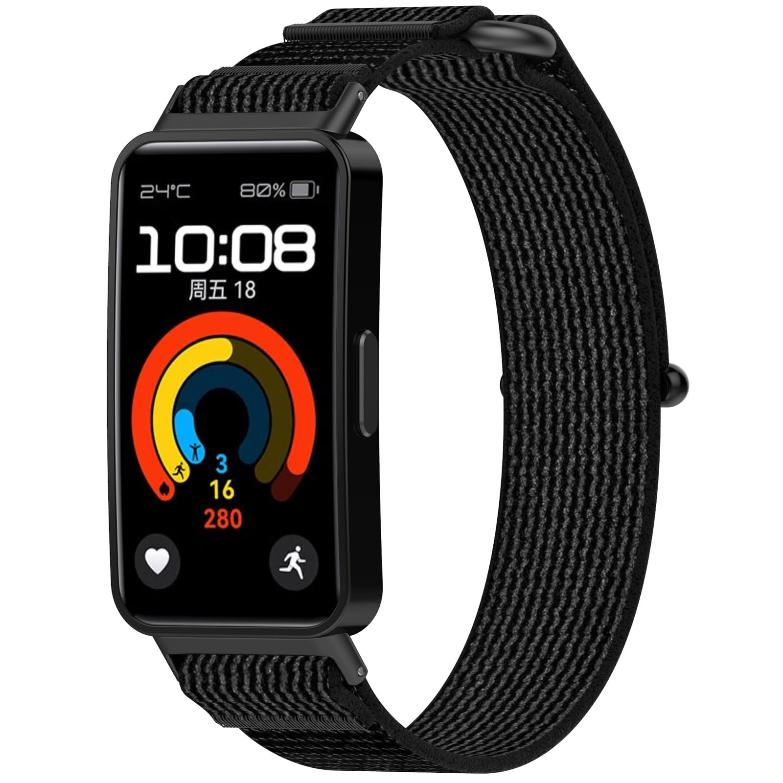 Bracelet nylon Huawei Band 9/8 : pack noir et gris confortable pour le sport au quotidien - 8