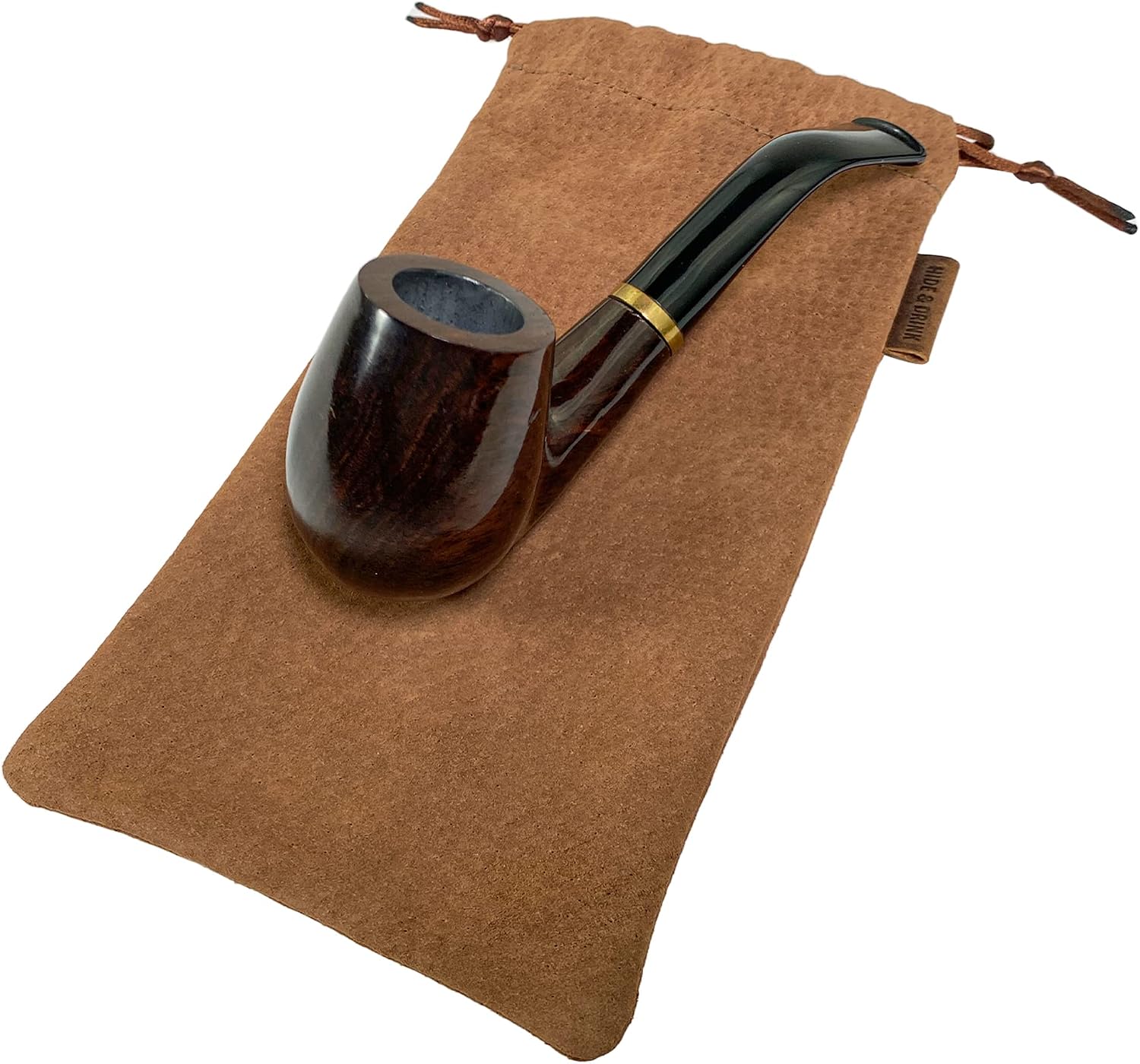 Hide & Drink, Drawstring Bag for Tobacco Pipe Handmade from Sheepskin, Multipurpose Storage for Travel (Cinnamon)