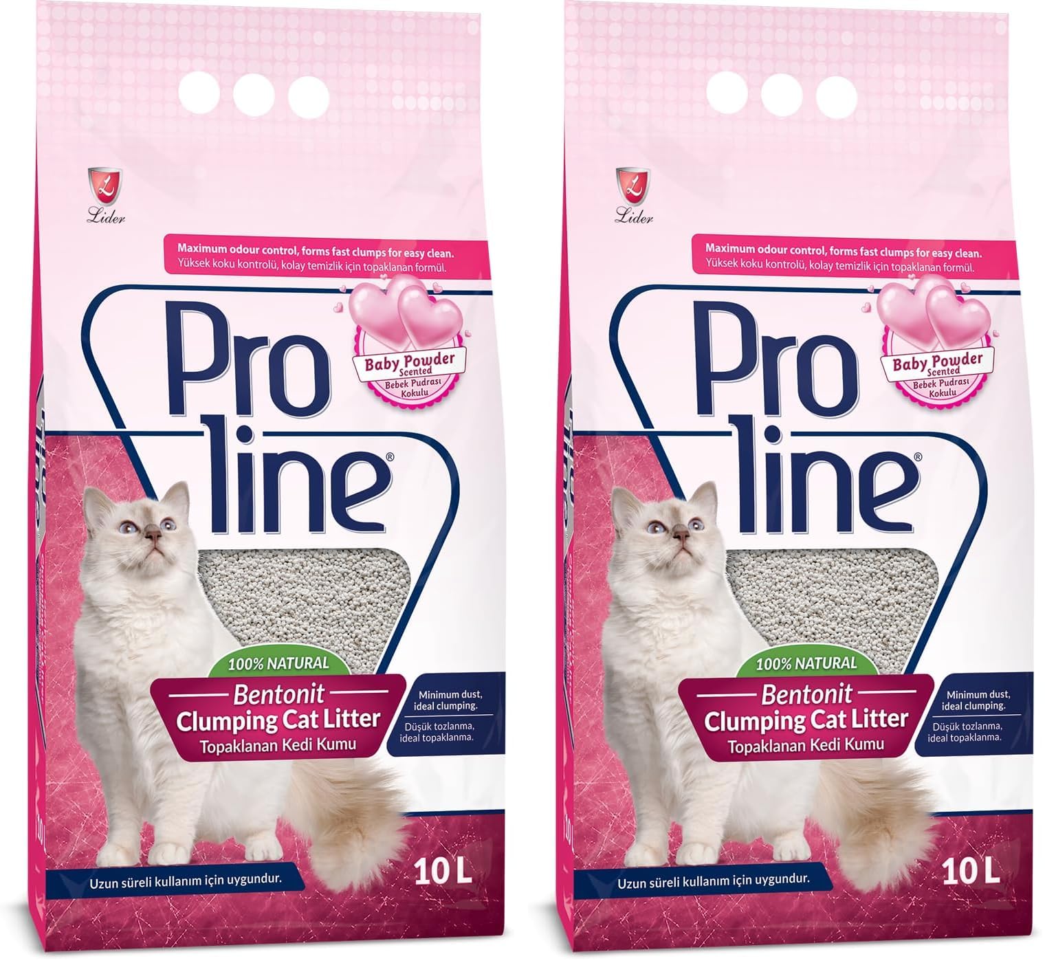 Proline Renkli ve Kokulu Bentonit Kedi Kumu, 10 L (2 paketi)