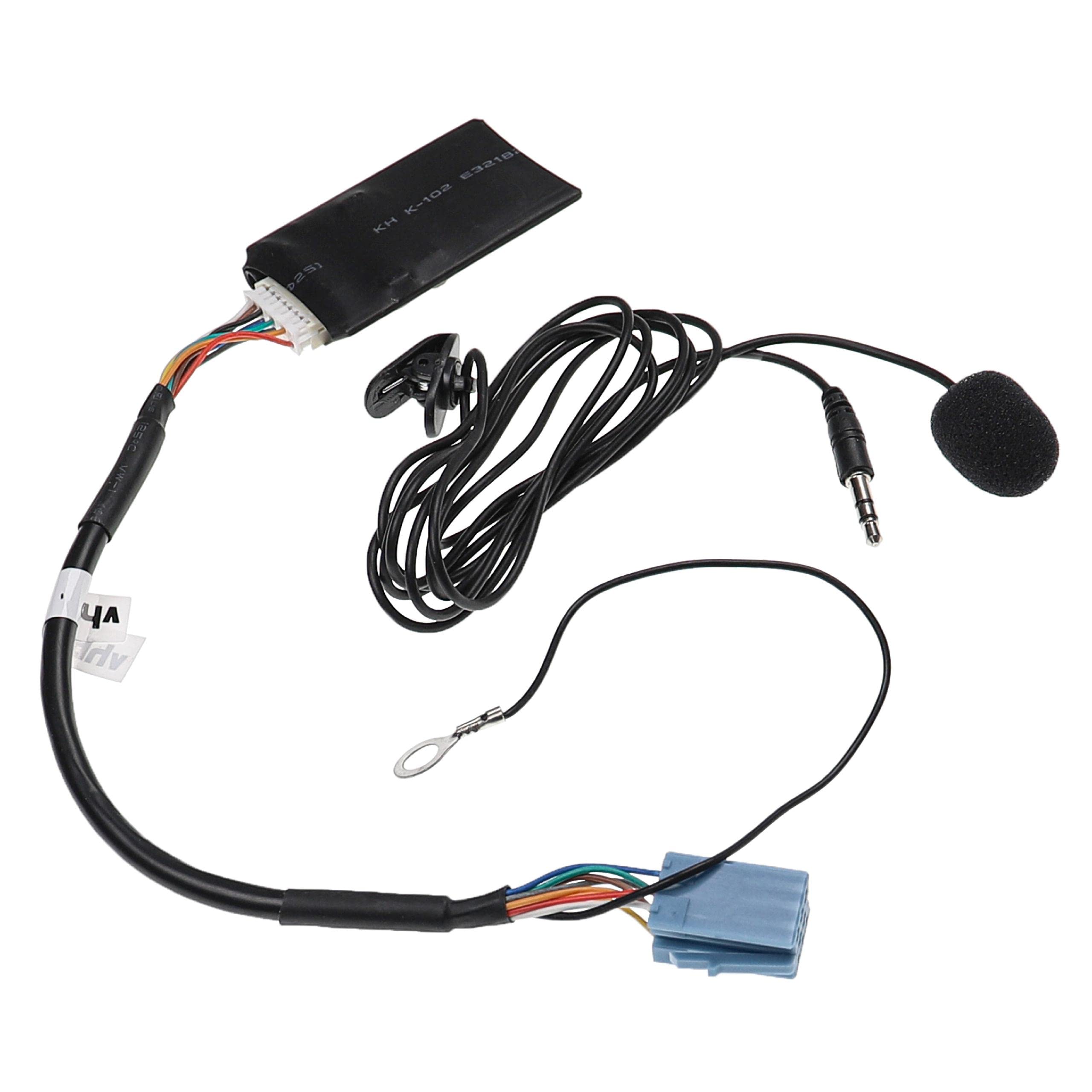 vhbw Adaptador Bluetooth Compatible con Seat Leon 2000-2005 Beta, Aura, Alana, Aura CD Radio Coche - Incl. micrófono, Cable Jack + Clip