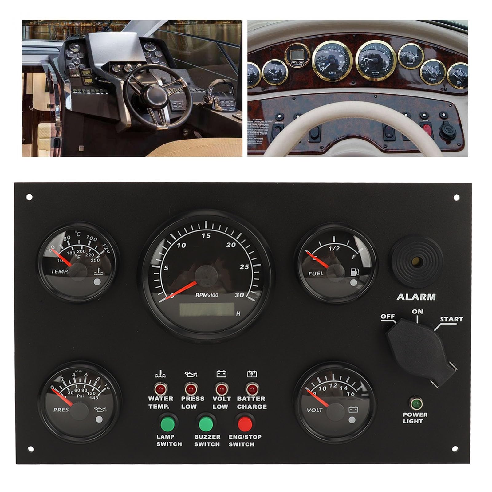 Panel de instrumentos Torvex, juego de indicadores de motor, temperatura de agua, aceite, voltaje, tacómetro, compatible con yates, autocaravanas, camiones y barcos, kit de 5