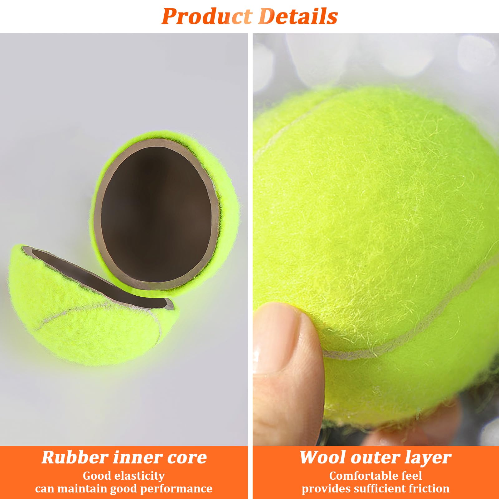 TOPINCN Lot De 3 Balles Super élastiques Tennis, Grande Stabilité Et Durabilité Pour Compétition Et Entraînement Tennis