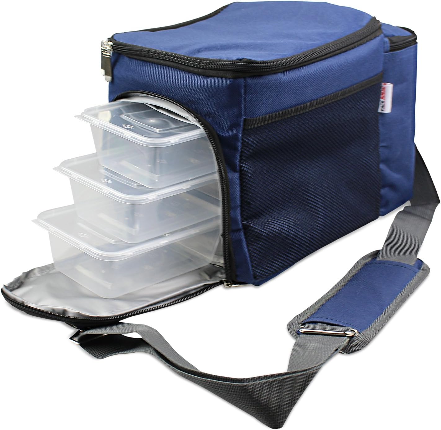 Meal Prep Lunch Bag With 3 Removable BPA Free Food Containers By Pack Ahead (Blue)