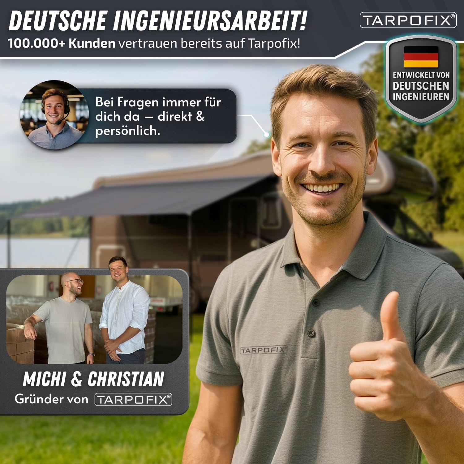 Tarpofix® Sonnensegel Wohnwagen 3 x 2,4 m Wasserabweisendes Sonnendach UV Schutz Camping Kederleiste Vorzelt Plane