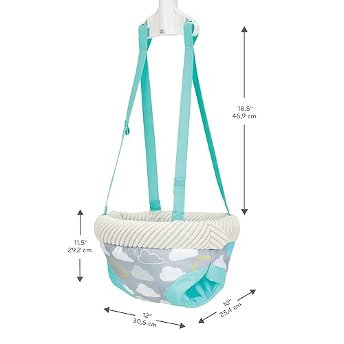 Miniatura 3 de Evenflo Exersaucer - Saltador colgante para puerta con 4 juguetes extraíbles, libro y espejo, cielos dulces