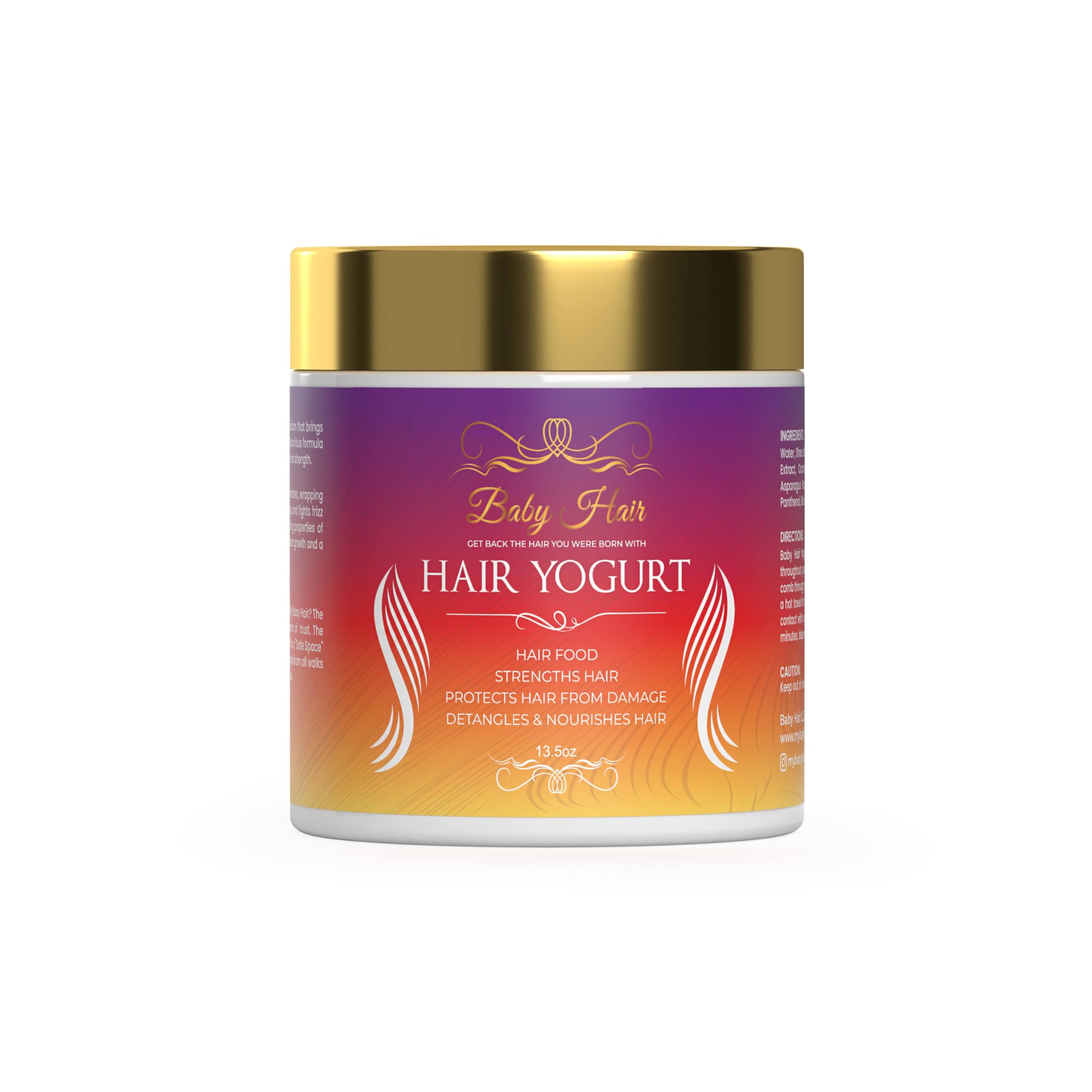 Baby Hair Hair Yogurt – Deep Moisture & Growth Mask for Dry, Damaged Hair – New 13.5oz Jar with Seal – Naturally-Derived with Biotin, Shea Butter,