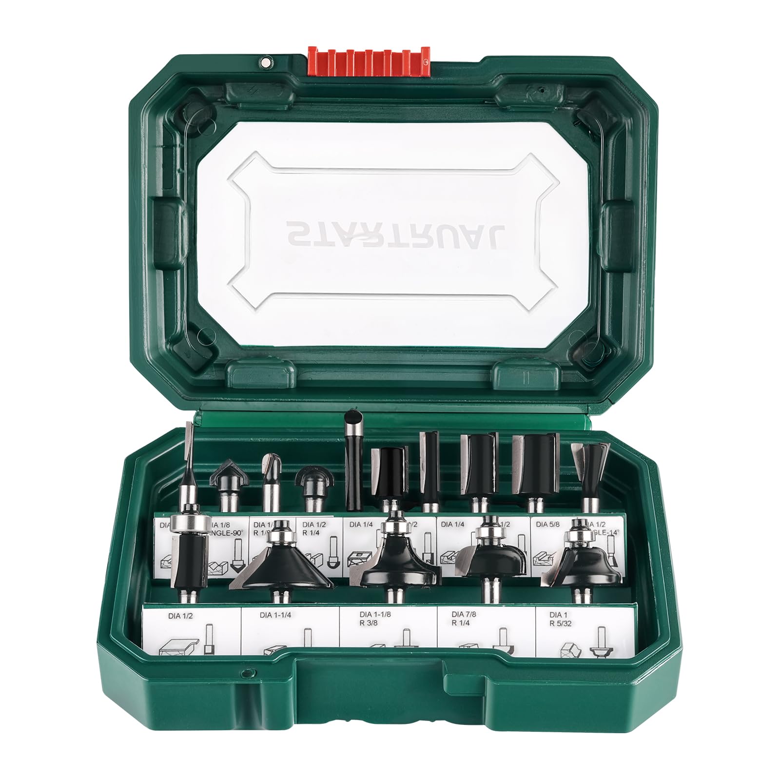 STARTRUAL 15 Pieces 1/4" Shank Wood Router Bits Set, Woodwork Tools for Professional and Beginners Carpenter