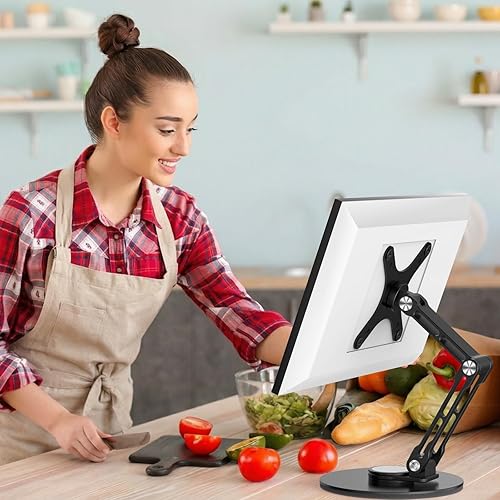 Miniatura 2 de Soporte giratorio e inclinable para Echo Show 15 (Gen 1, Gen 2), soporte de monitor portátil, ángulo y altura ajustables con bases de rotación