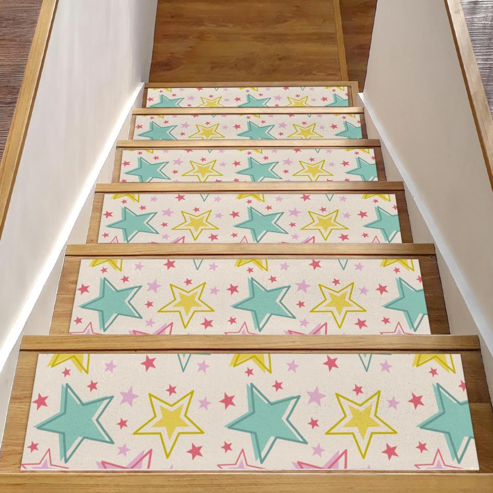 Alfombra antideslizante infantil de estrellas, paquete de 15 piezas autoadhesivas de 8x30 pulgadas