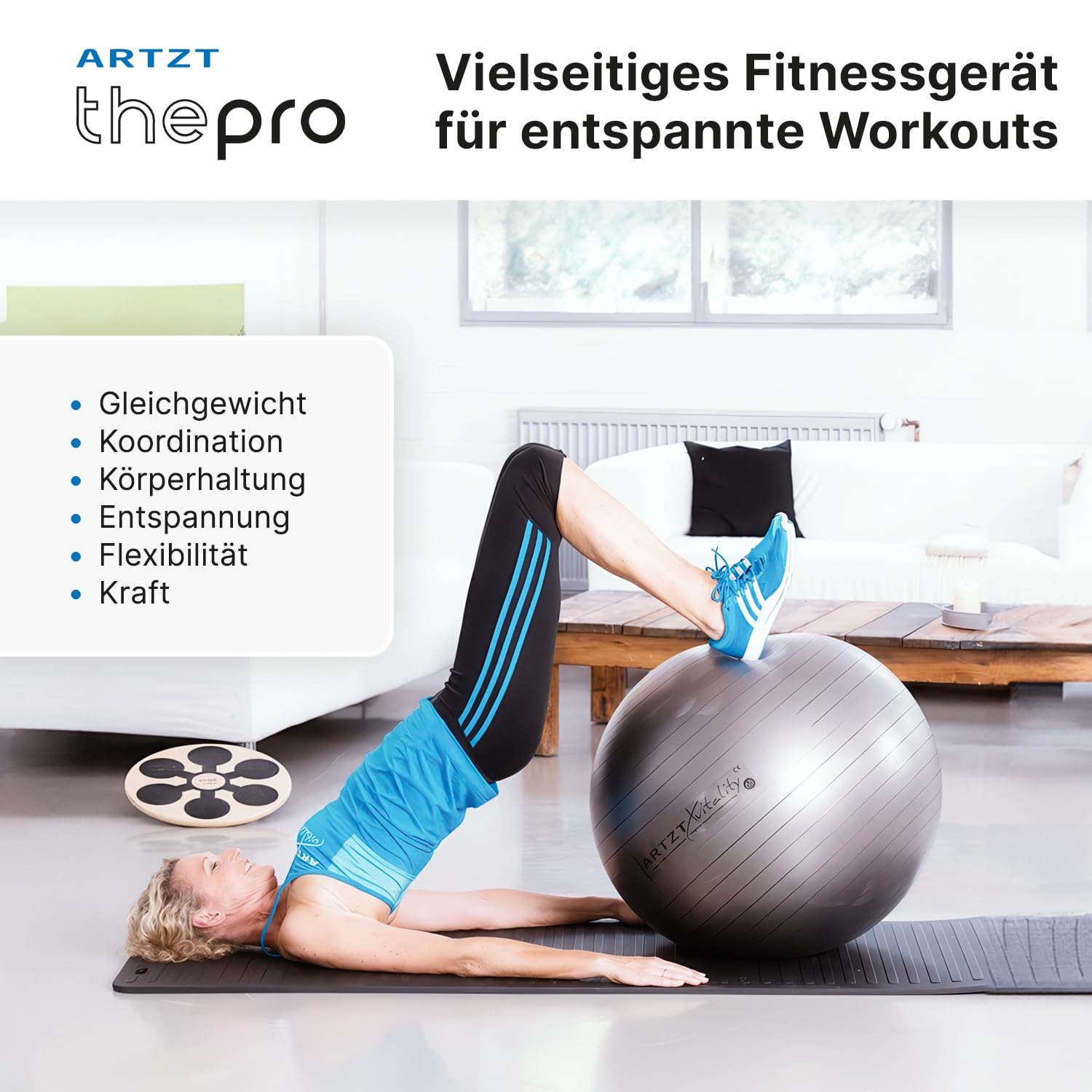 Gymnastikball | Original Pezziball | Sitzball für Fitness & Gymnastik | Yoga Ball für Home Fitness | bis 500 kg belastbar | Platzsicher bis 90 kg | Made in Italy
