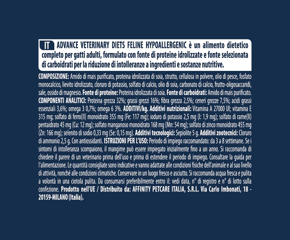 Advance Veterinary Diets Hypoallergenic, Cibo per Gatti 6,5kg