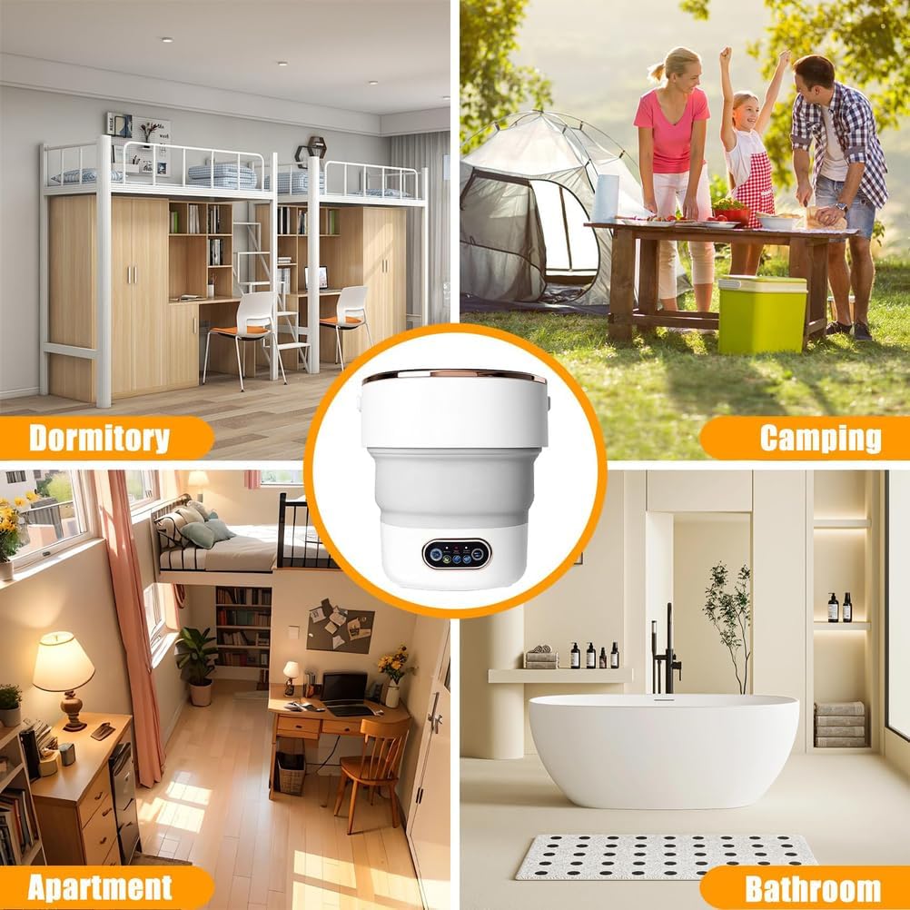 15L Collapsible Mini Washer with 3 Cleaning Modes, Drain Basket Small Foldable Laundry Machine,for Travel Camping Dorms RVs Apartments Baby Clothes Underwear Socks Delicates