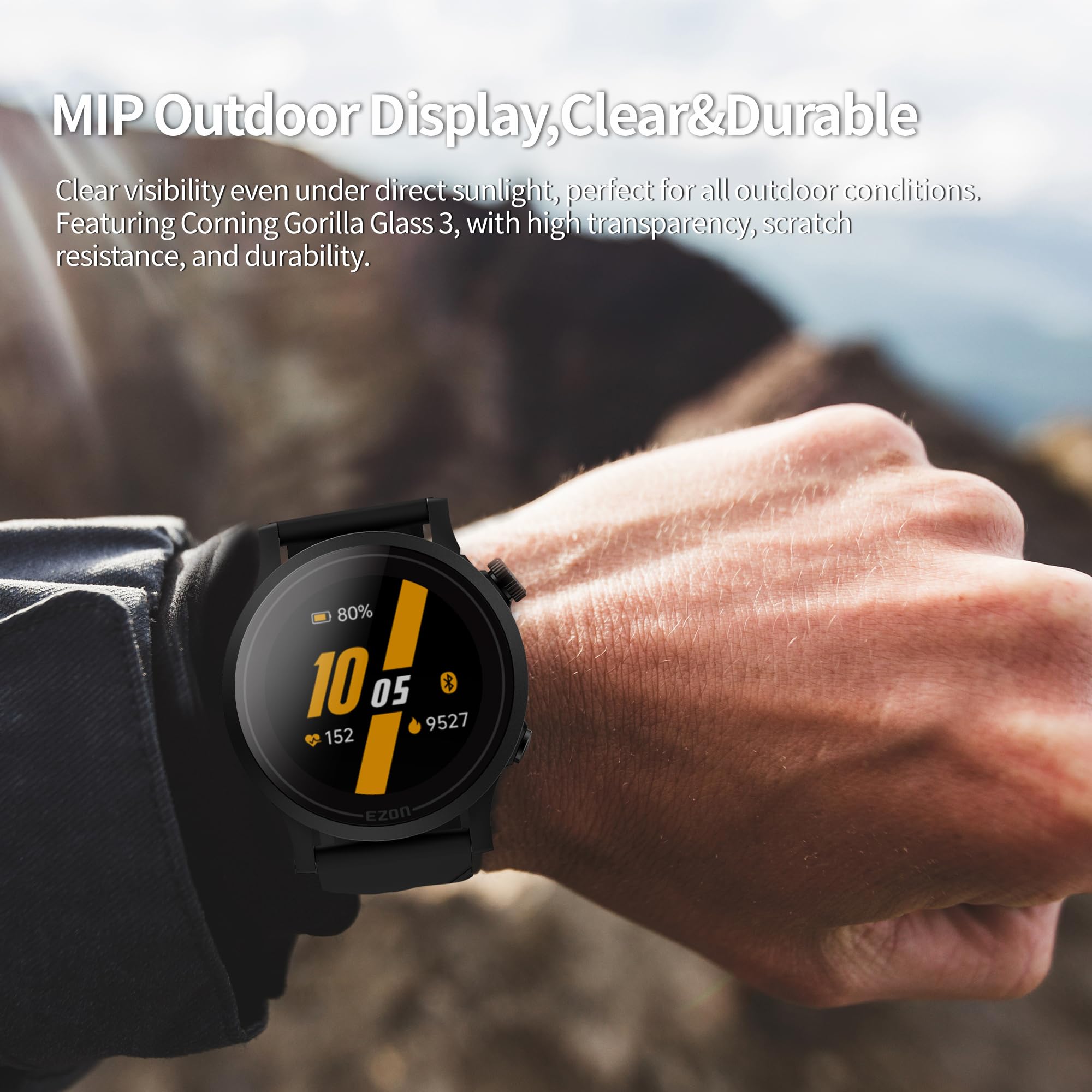 Ezon Sport-Laufuhr mit Premium-Dual-Frequenz-GPS, 5 ATM wasserdicht, 28 Sport-Modi, präzise Herzfrequenzüberwachung, ideal für Sportler, Outdoor-Abenteuer und Fitness-Enthusiasten
