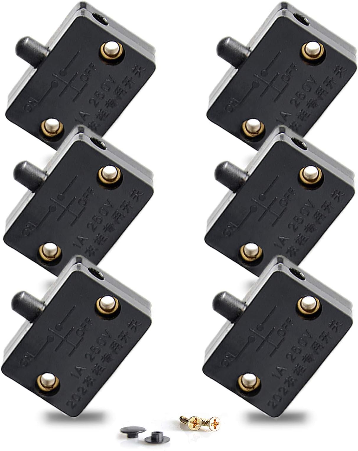 - 6Pcs On Off Door Switch for Closet Light Black Normally When Opens Cabinet Electrical Lamp Switches for Closet Pantry Cabinet Door lkelyonewy