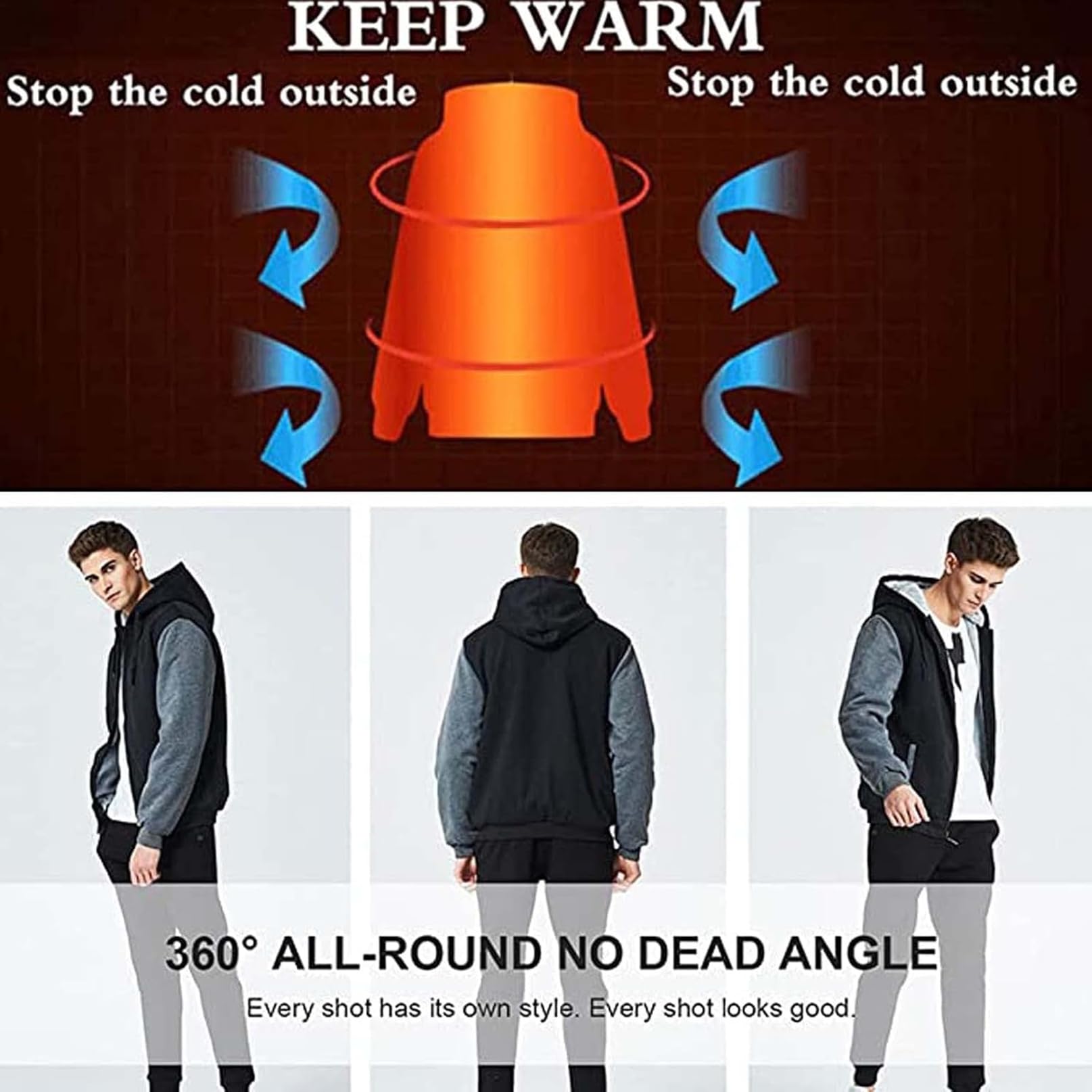 Sudaderas con Capucha for Hombre ABA-RTH con Cremallera y Manga Larga, Sudaderas con Capucha for Hombre