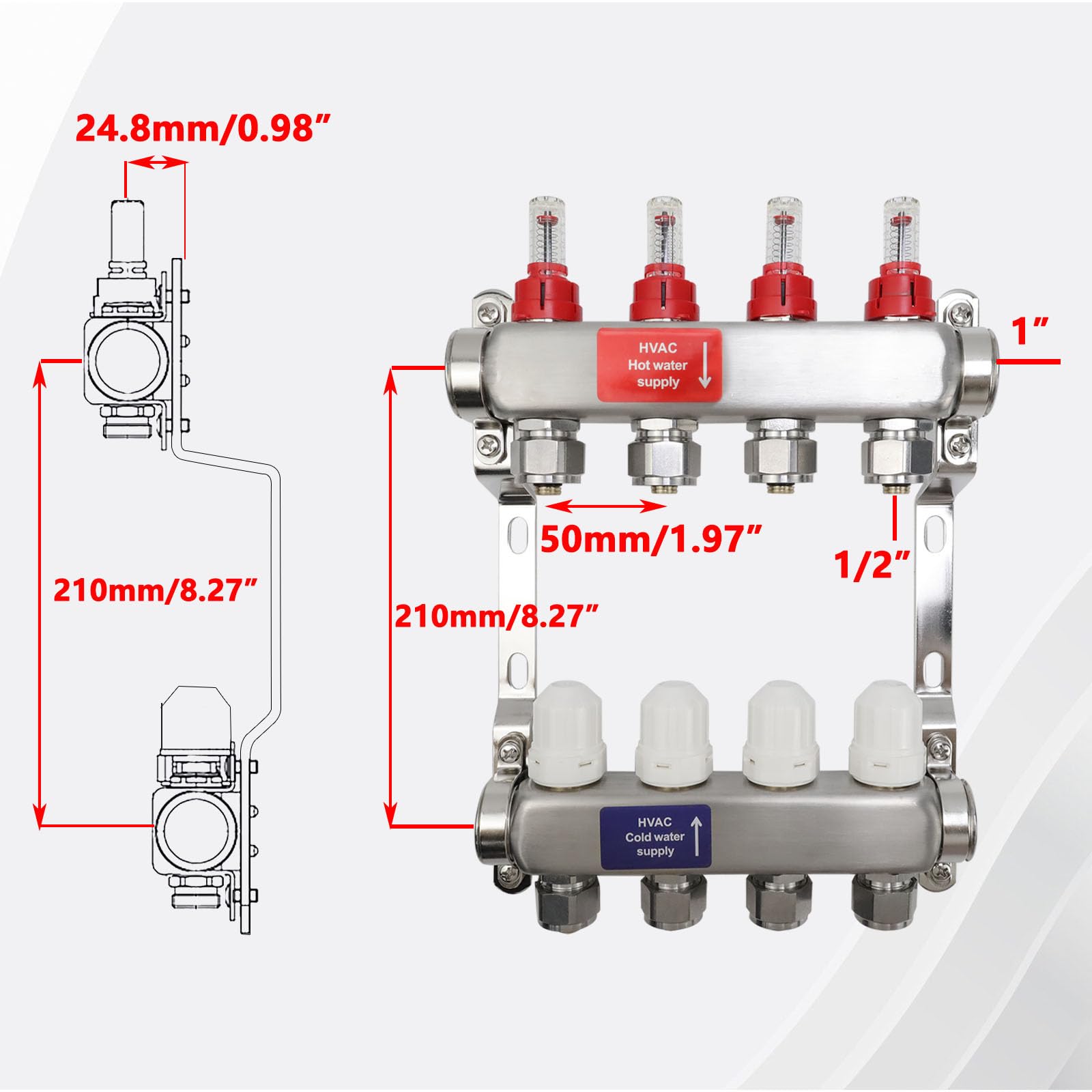 Manifold Unit Snapklik.com : Antrader Radiant Heat Manifold 4 Loop,Radiant Heat PEX ...