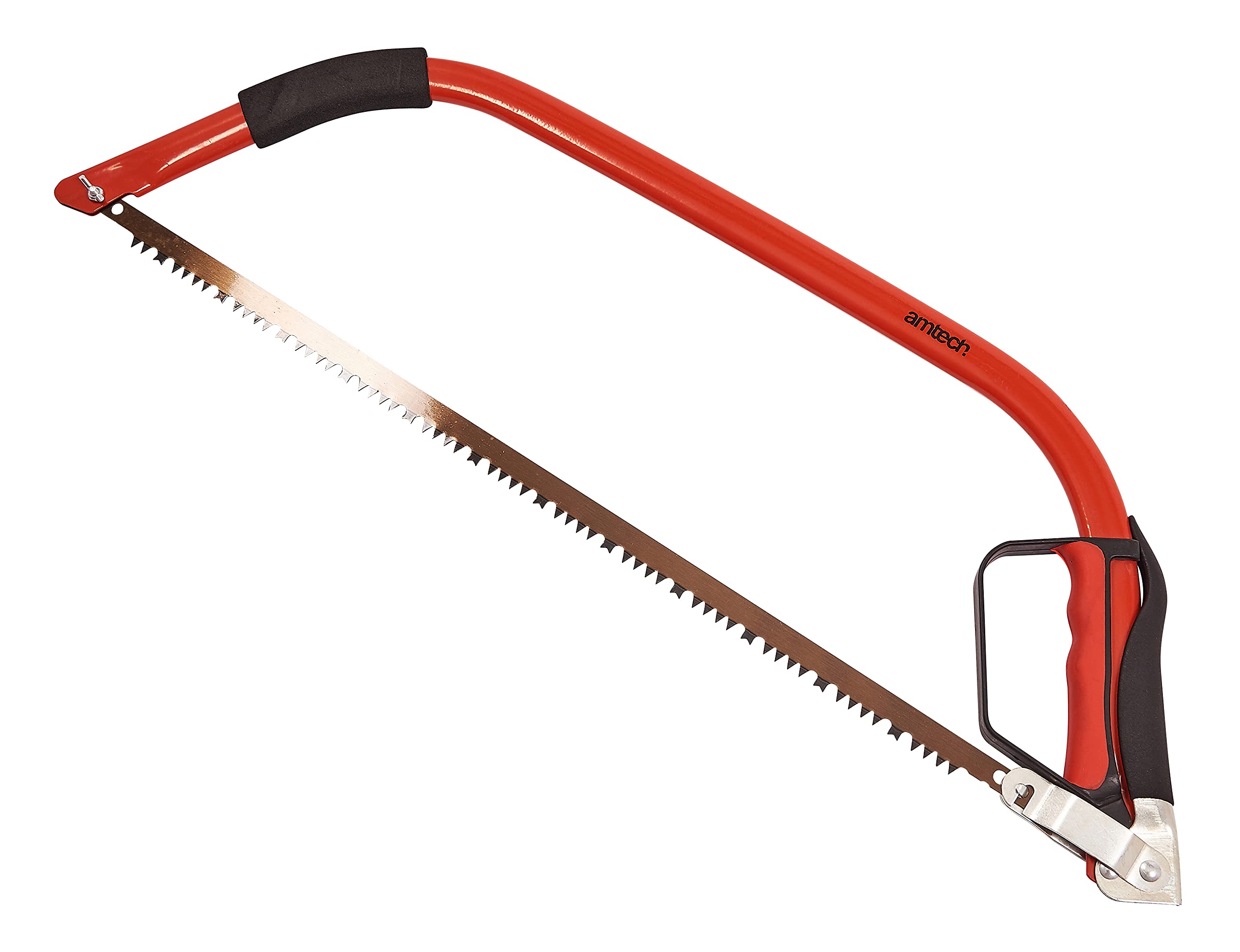 Amtech 24" Heavy-Duty Bow Saw, Robust Steel Frame with Self-Tension System, Anti-Clog Raker Teeth and Soft-Grip Handle for Fencing, Firewood and Garden Tasks.
