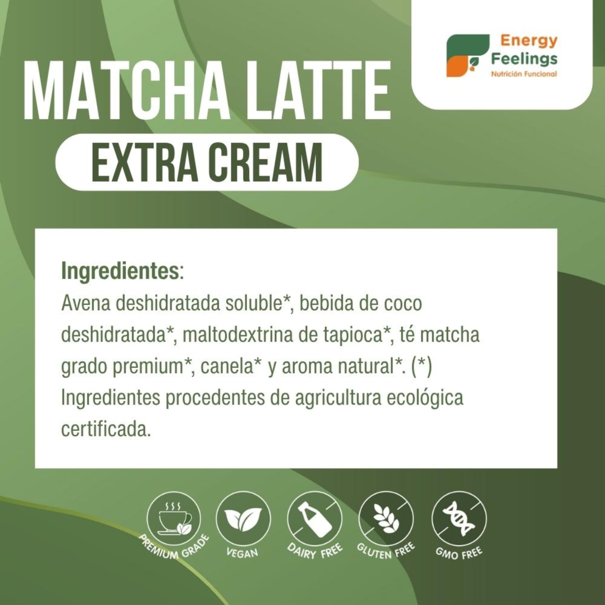 Matcha Latte Ecológico Extra Cream 500g, Té Matcha Japonés Premium en Polvo, Sin Gluten, Sin Azúcares Añadidos, Vegano
