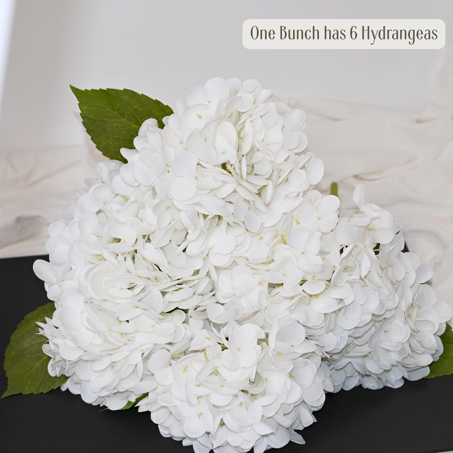 12.6'' White Hydrangea Artificial Flowers, 6Pcs Real Touch Latex Fake Hydrangeas with Short Stems & Leaves for Home Decoration, Party Floral Arrangements, Wedding Bouquet, Table Centerpieces - Image 4