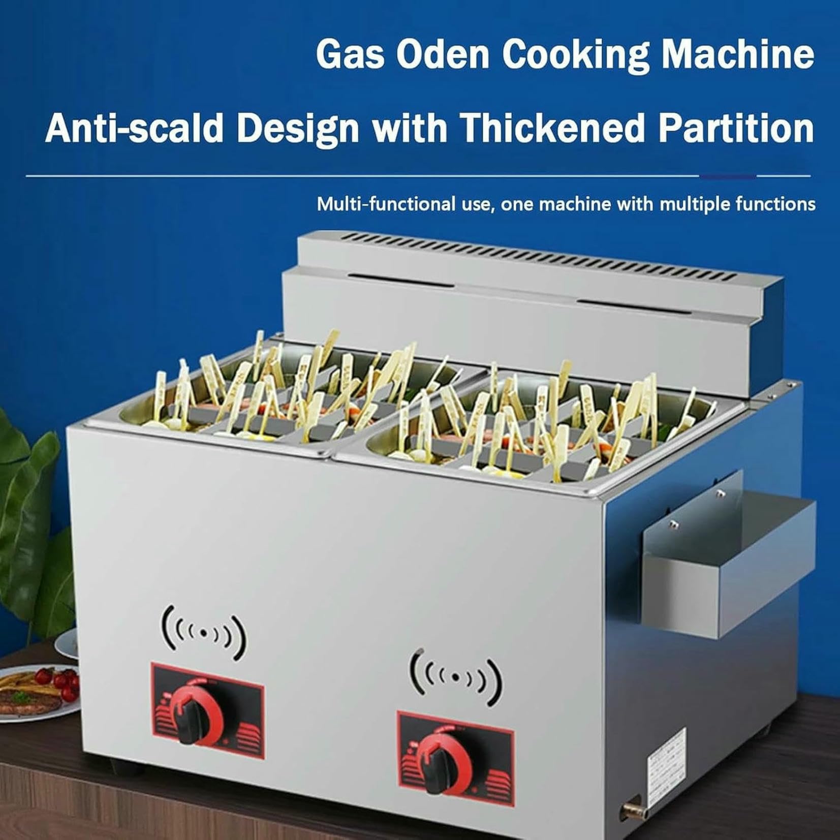 Freidora de Gas Profesional, freidora de Acero Inoxidable para encimeras comerciales de restaurantes, freidora de Pollo con Cesta para Cocina Familiar