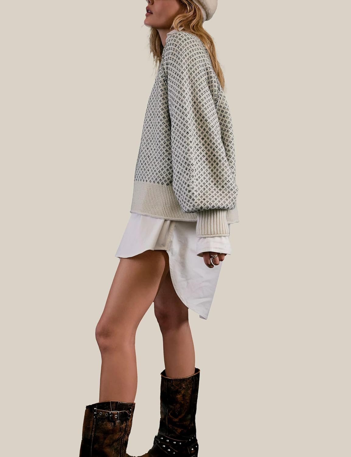 Women's Pullover Sweaters Casual Long Sleeve Crew Neck Oversized Knitwear Chunky Knit Jumper Tops - Image 5