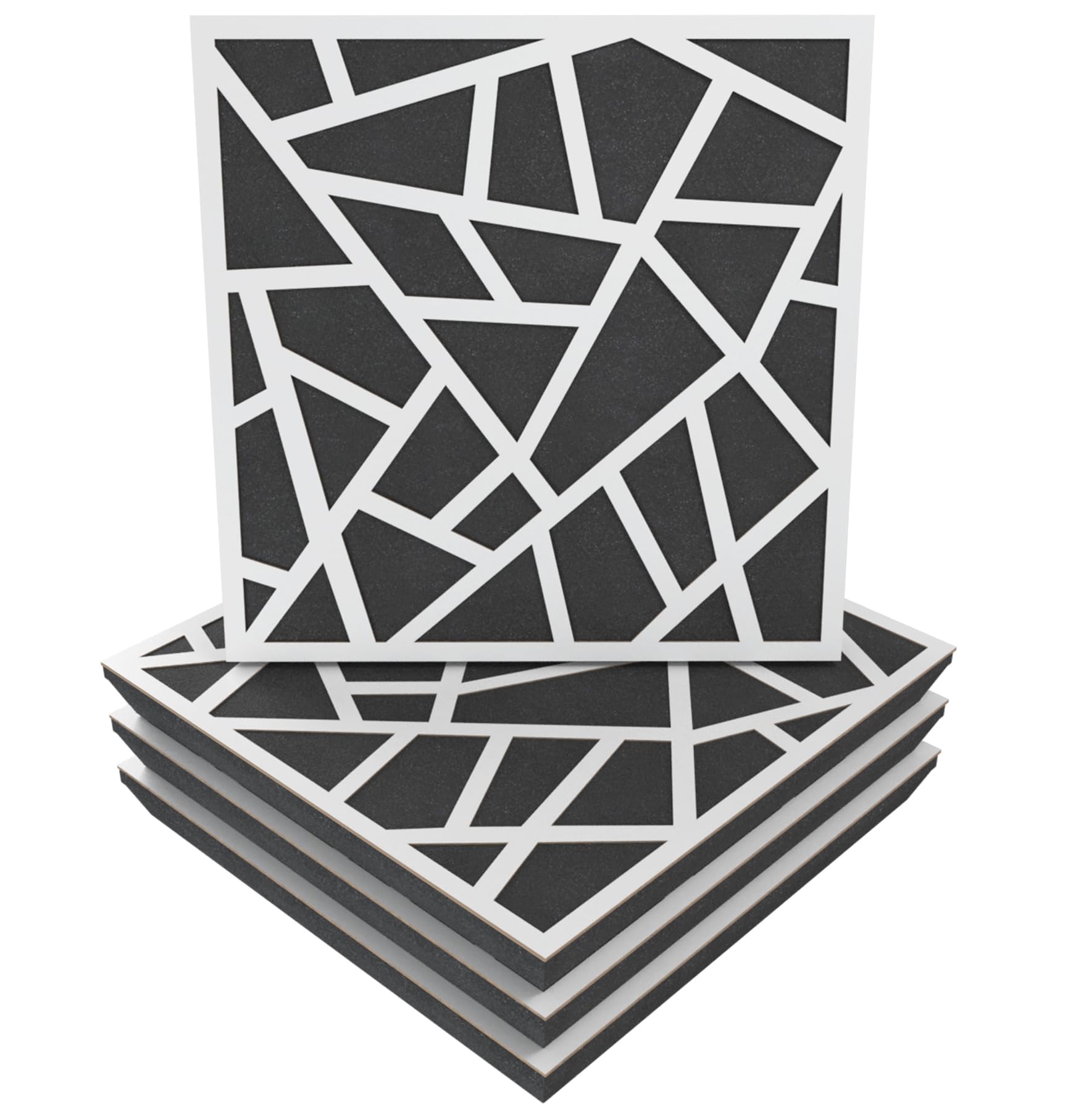 Sound Absorption-Diffuse Acoustic Panel | 50x50x5cm | Absorption - Diffusion - Reflection - Soundproofing | Wood Perforated laminated: (x4 SKYROSS, White)