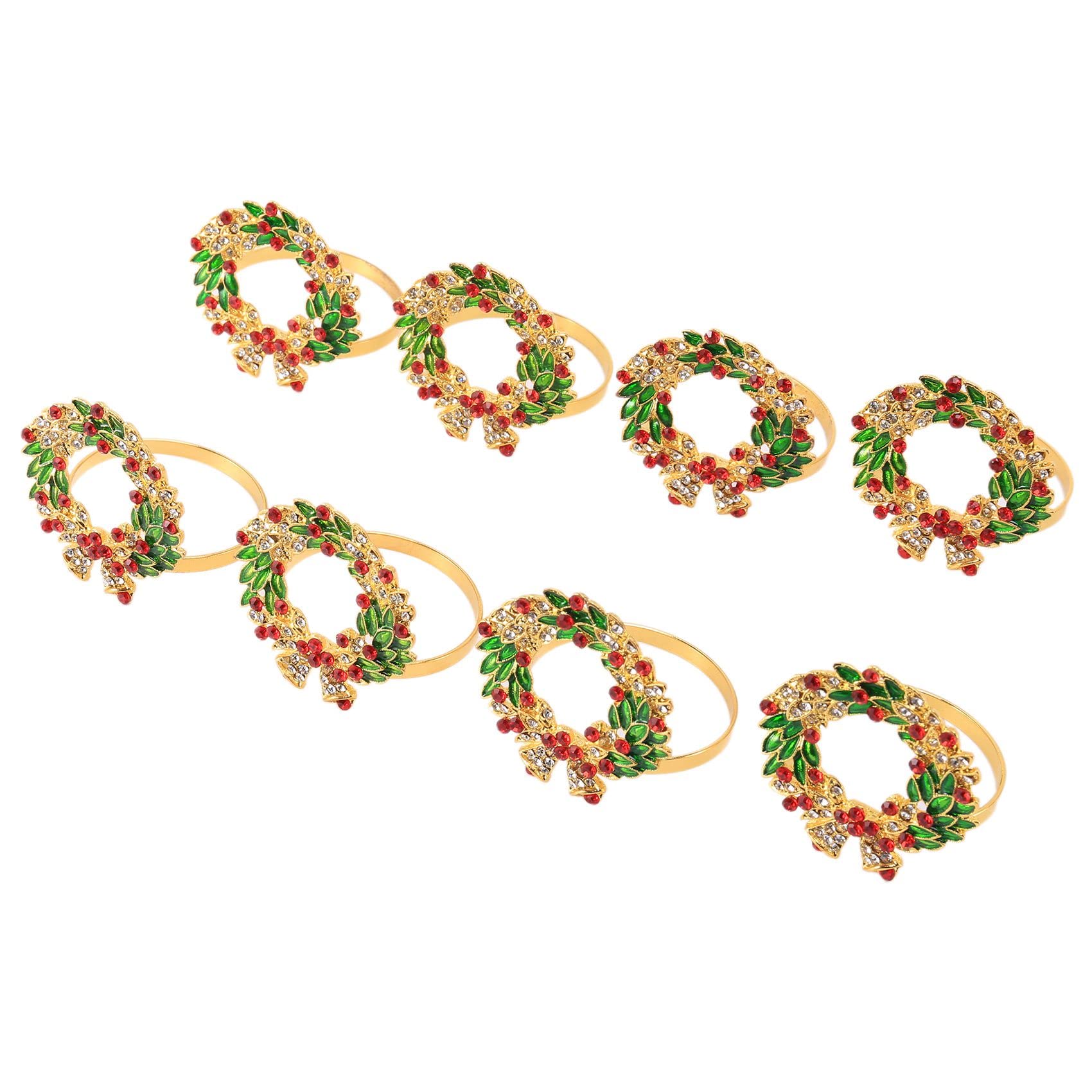 CTRLZS Set of 8 Napkin Ring Wreath Napkin Ring Holder for Xmas, Thanksgiving, Wedding, Holiday Party Table Decoration