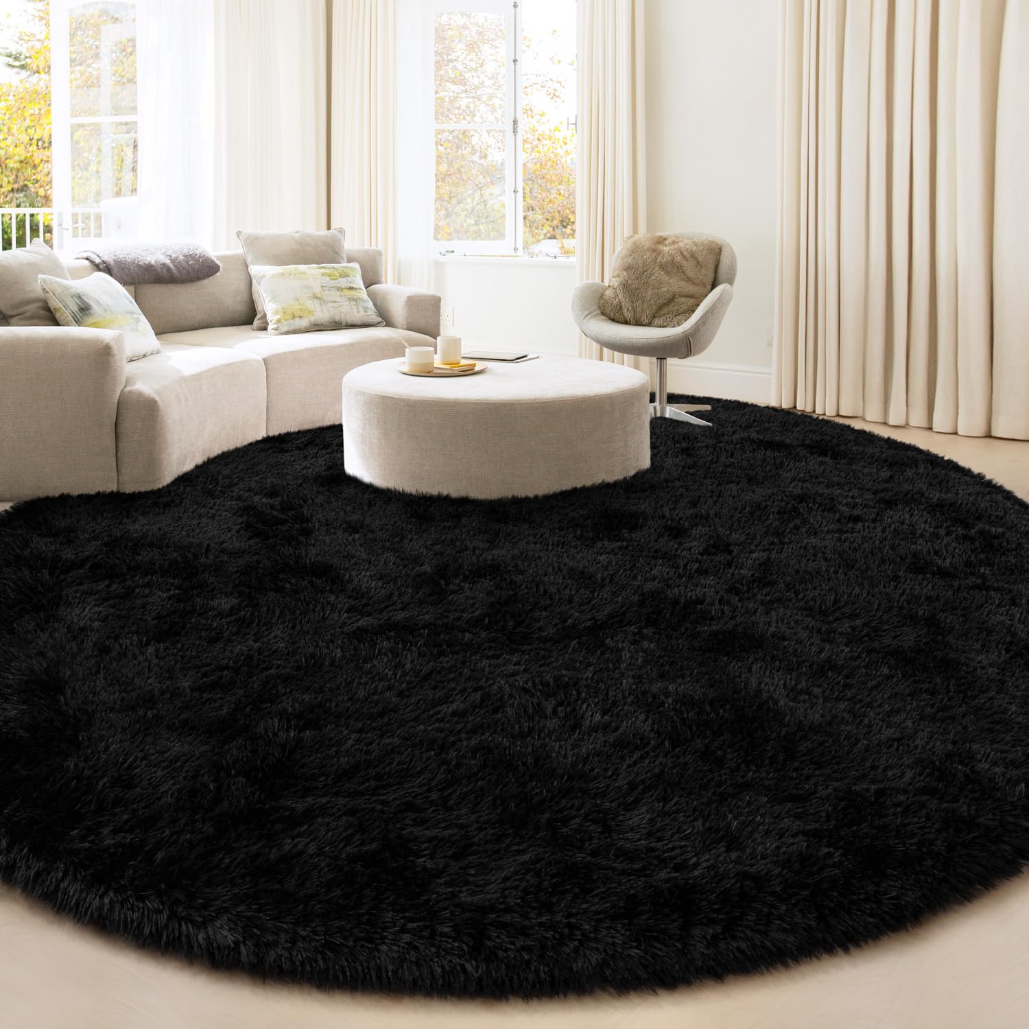 Amazon.com: KIXINWA Round Rug for Bedroom, 5x5 Fluffy Soft Circle
