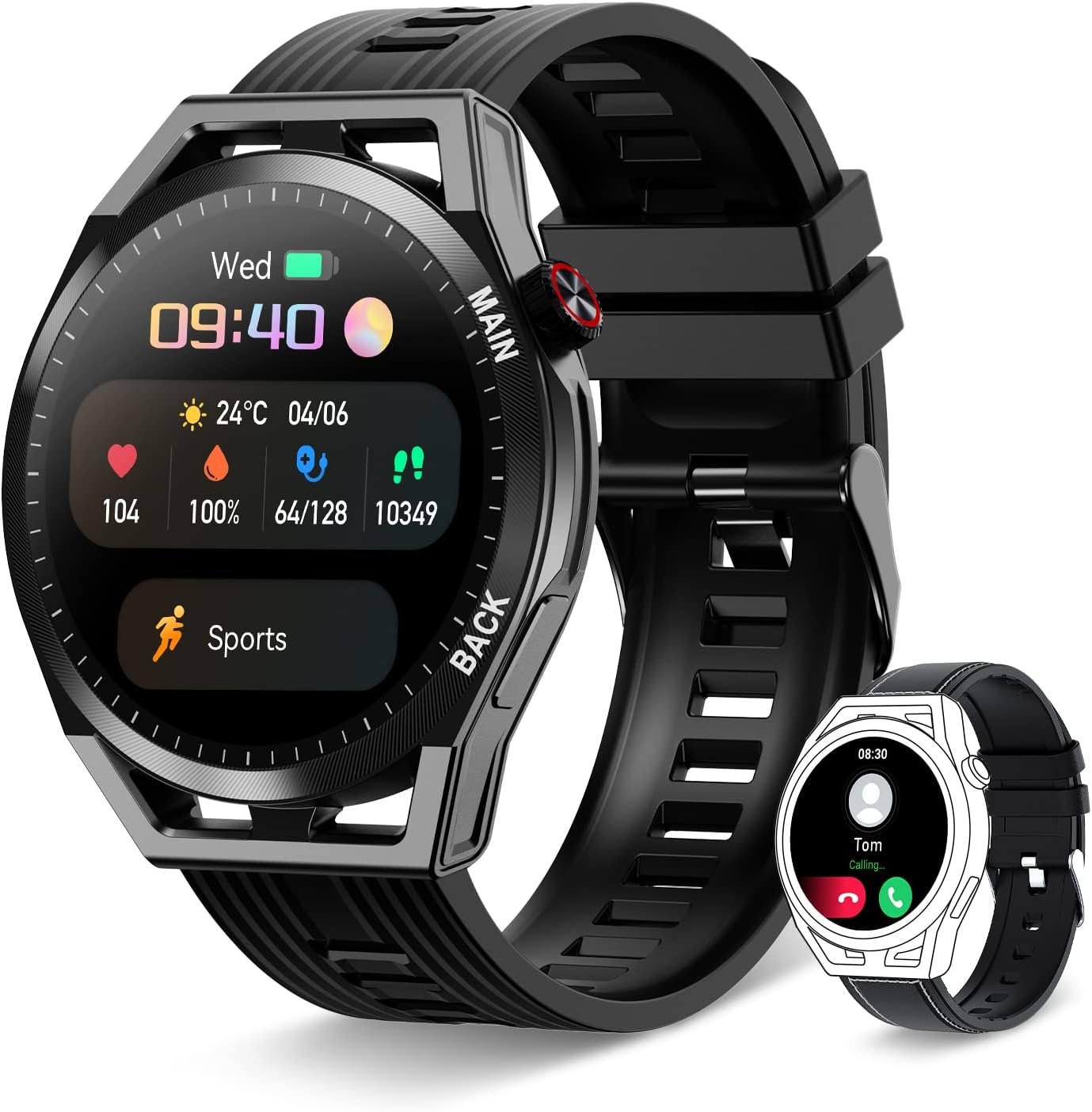 Iaret Bluetooth Smartwatch, Waterproof Activity Tracker with HD Touch