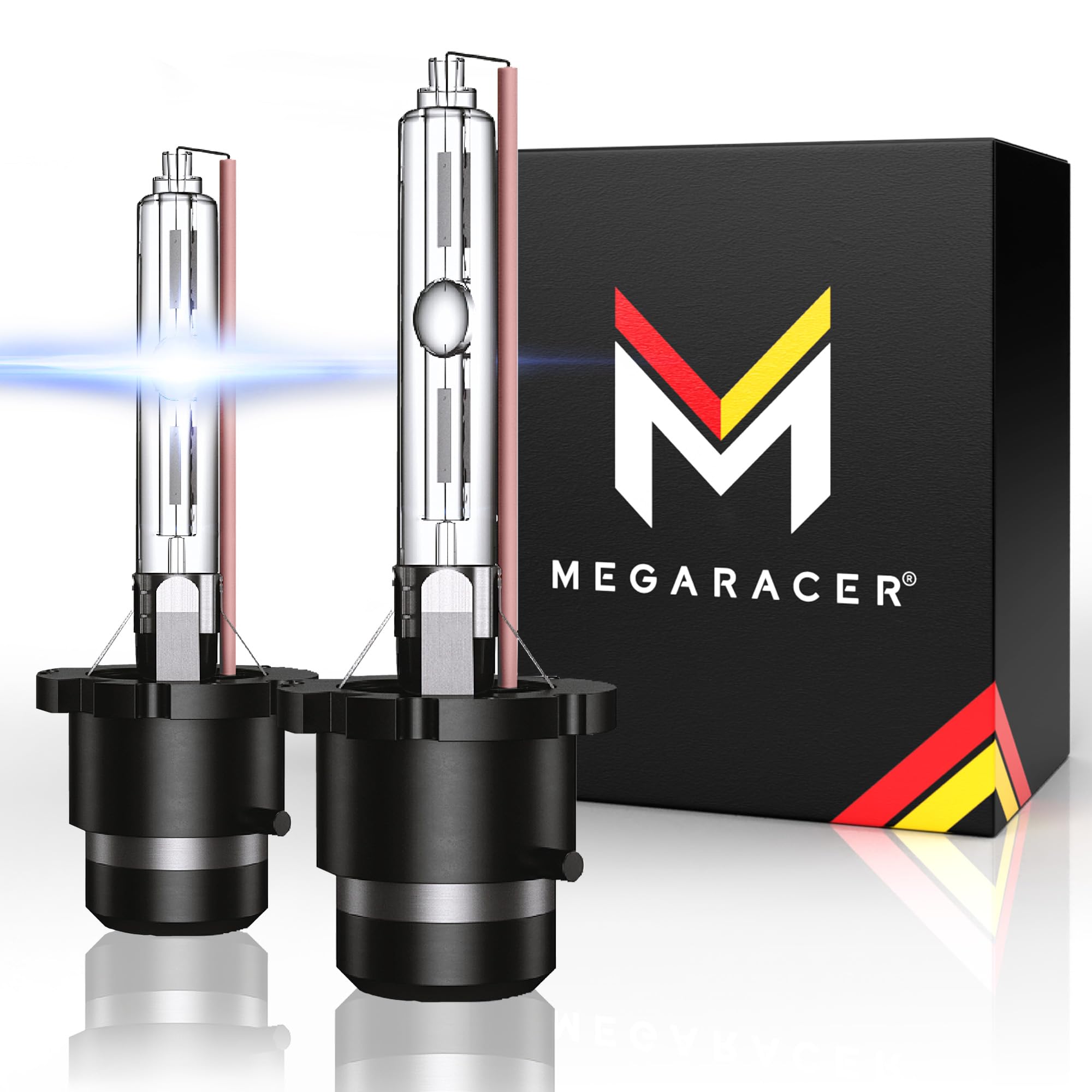 D2S/D2R HID Xenon Headlight Bulbs - 10000K Ice Blue, 35W - Fits 85122, 66240, 66040 - OEM Replacement for Car HID Headlights (Not for Halogen Headlight Assembly), P32d-2 Base, Plug-and-Play - 2 Pack