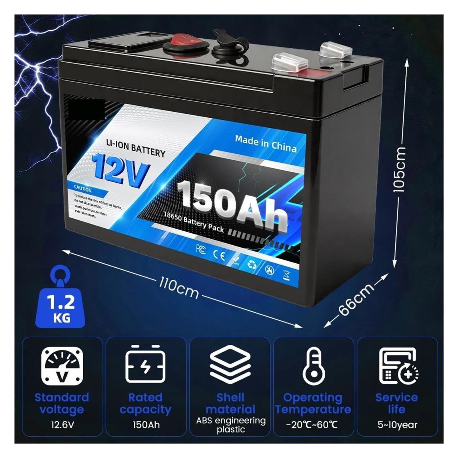 Batteria agli ioni di litio da 12 V 150 Ah ciclo profondo 4000+