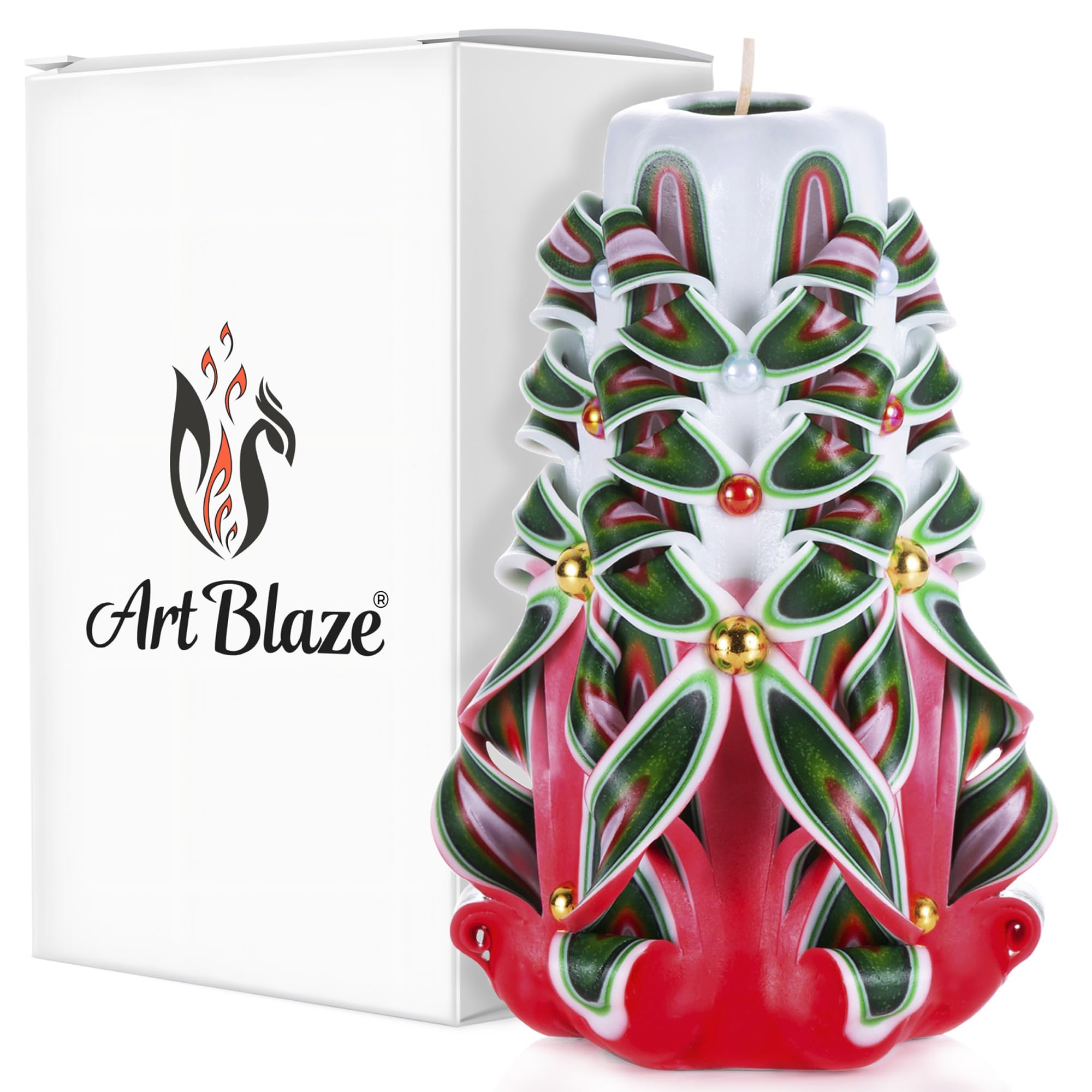 Carved Candles - Handmade Decorative Large Candle – Tall Long Burning Cute Spiral Candles for Women – Table Candle for Home Decor, Cozy Cottage Core