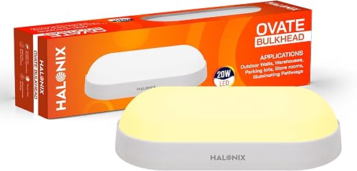 Halonix Polycarbonate Ovate 20W Yellow Wall Lamp Outdoor Led Bulkhead | Waterproof Outdoor Light | IP65 | Outdoor Waterpro...