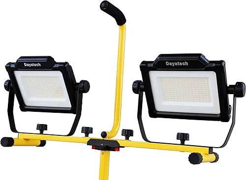 Miniatura 8 de DAYATECH Luz de trabajo LED de doble cabeza de 180 W 20000 lúmenes con soporte de trípode telescópico de metal, cable de alimentación de 10 pies